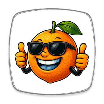 Cool mignon orange dessin animé fruits d’été - Magnet carré - blanc - Devant