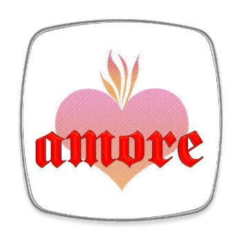 amore with burning heart - Square fridge magnet - white - Front