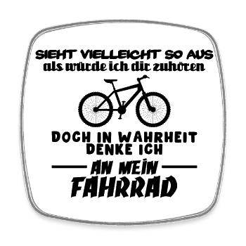 Doch in Wahrheit denke ich an mein Fahrrad - Viereckiger Kühlschrankmagnet - Weiß - Vorne