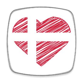 I Love Denmark With Denmark Flag In a Heart Shirt - Square fridge magnet - white - Front