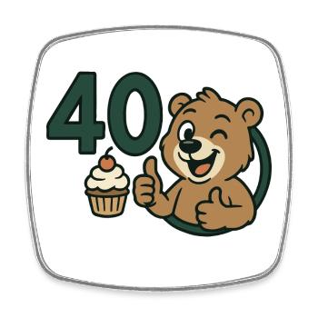 Strong as a bear at 40 - Square fridge magnet - white - Front