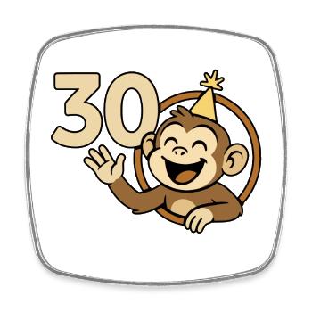 Monkey strong at 30 - Square fridge magnet - white - Front