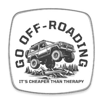 Lustiges Offroad-Angebot billiger als Therapie - Viereckiger Kühlschrankmagnet - Weiß - Vorne