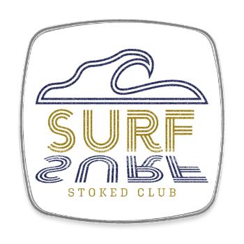 Surf Stoked Club - Surfing Wave - Square fridge magnet - white - Front