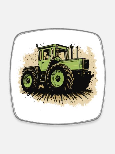 Traktor - Viereckiger Kühlschrankmagnet - Weiß