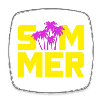 Summer Palm Trees Sun Holiday Camping Beach Leisure - Square fridge magnet - white - Front