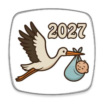 Stork with foundling in its beak 2027 - Square fridge magnet - white - Front