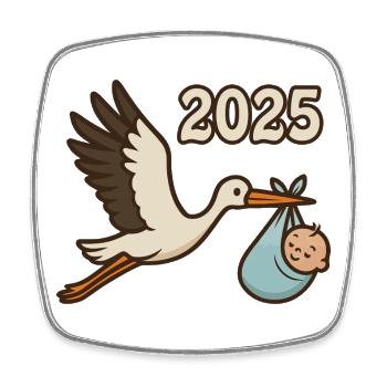 Cigogne avec enfant trouvé dans son bec 2025 - Magnet carré - blanc - Devant