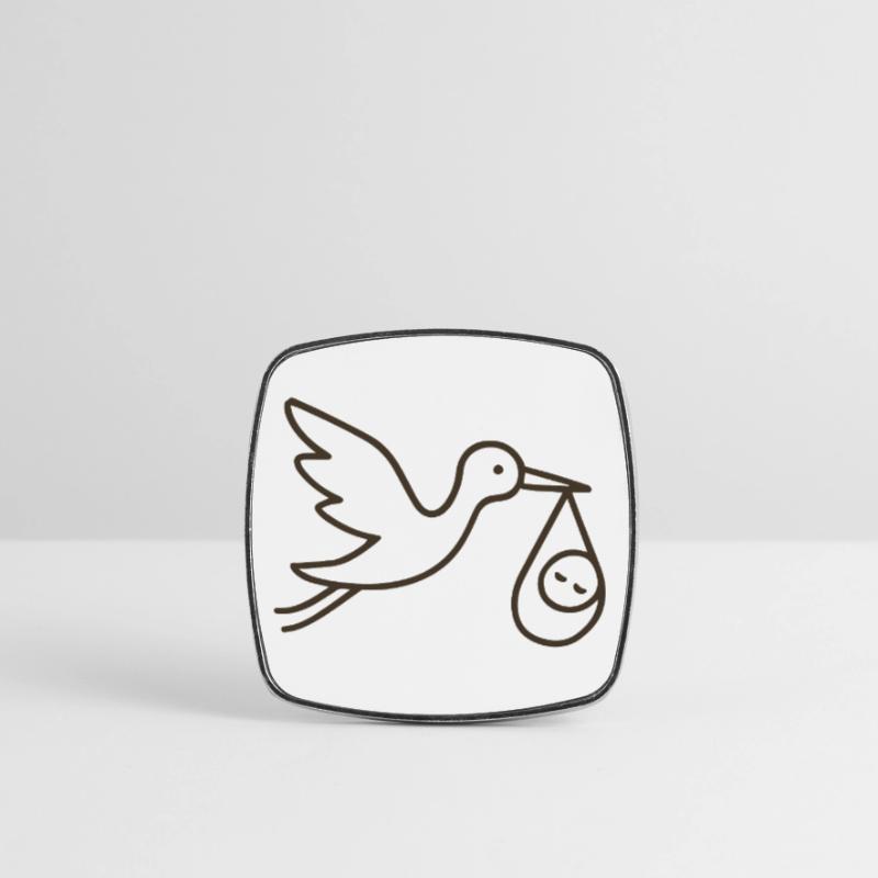 Cigogne avec bébé enfant - Arrivée minimale de bébé Magnet carré