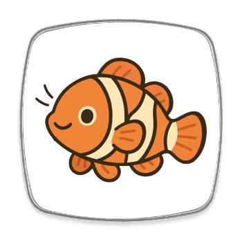 Poisson anémone - Habitant joyeux du récif - Magnet carré - blanc - Devant