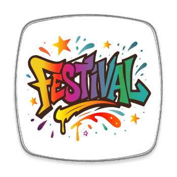 Festival – Colourful energy in graffiti style - Square fridge magnet - white - Front