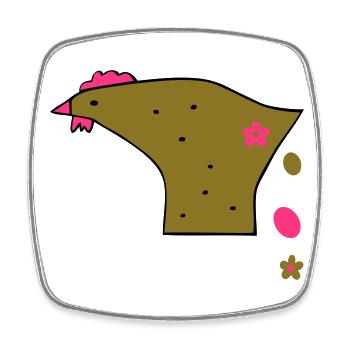 Funny chicken laying eggs - Square fridge magnet - white - Front