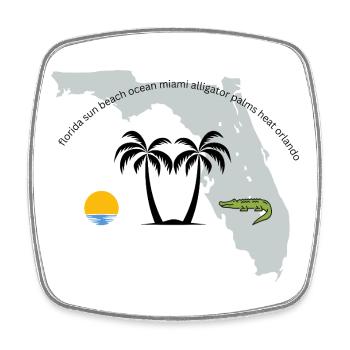 Florida Travel Map with Symbols - Square fridge magnet - white - Front