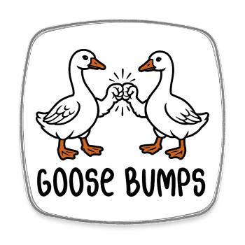 Goose bumps - Geese with Fistbump - Word Game - Square fridge magnet - white - Front