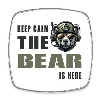 Keep calm, the bear is here - Military - Square fridge magnet - white - Front