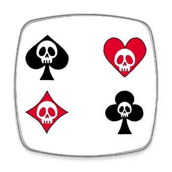 Totenköpfe und Kartenspiel - Viereckiger Kühlschrankmagnet - Weiß - Vorne