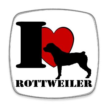 Rottweiler , j’adore .............................. - Magnet carré - blanc - Devant