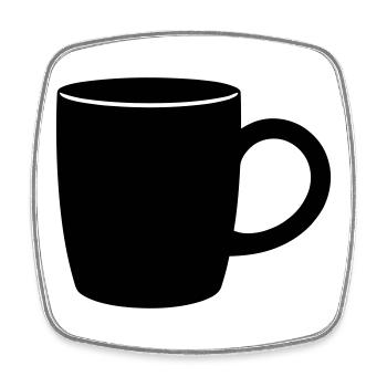 Klassische Kaffeetasse Silhouette - Viereckiger Kühlschrankmagnet - Weiß - Vorne