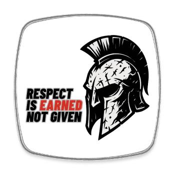 Respect Is earned not given – Spartanerhelm - Viereckiger Kühlschrankmagnet - Weiß - Vorne