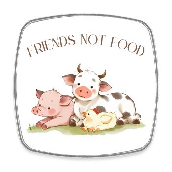 Vegan Vegetarier Design Friends not Food - Viereckiger Kühlschrankmagnet - Weiß - Vorne