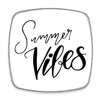 Handlettering "Summer Vibes" Verschiedene Farben - Viereckiger Kühlschrankmagnet - Weiß - Vorne
