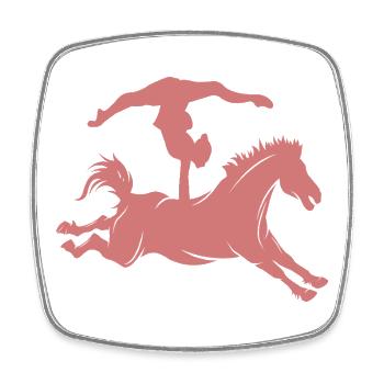 Équitation minimaliste silhouette voltige - Magnet carré - blanc - Devant