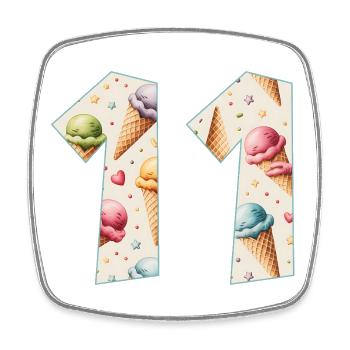 EISCREME NUMMER 11 JAHRE EIS 11. GEBURTSTAG - Viereckiger Kühlschrankmagnet - Weiß - Vorne