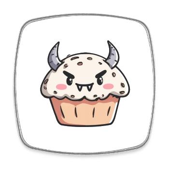 Cute Monster Cupcake Illustration - Square fridge magnet - white - Front