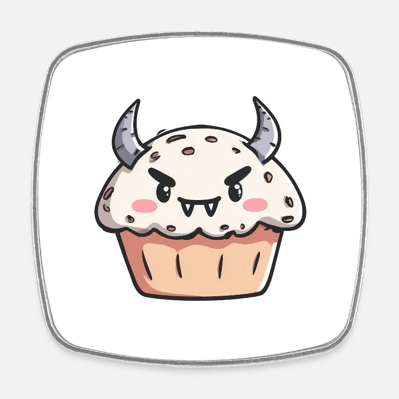 Illustration de cupcake monstre mignon - Magnet carré - blanc