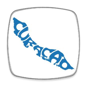 Curacao Karte Künstlerisches Typografie-Design - Viereckiger Kühlschrankmagnet - Weiß - Vorne