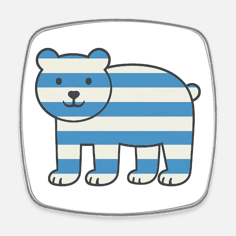 Bear with stripes in nautical style - Square fridge magnet - white