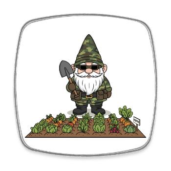 Prepper gnome in the vegetable patch - Square fridge magnet - white - Front