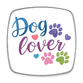 Dog Lover Watercolor Paw Print - Square fridge magnet - white - Front