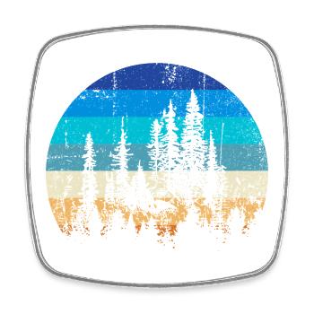 Sunset Forest Silhouette Print - Viereckiger Kühlschrankmagnet - Weiß - Vorne