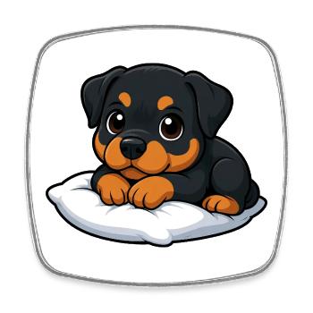 Süßer Rottweiler Cartoon entspannt kuschelig - Viereckiger Kühlschrankmagnet - Weiß - Vorne