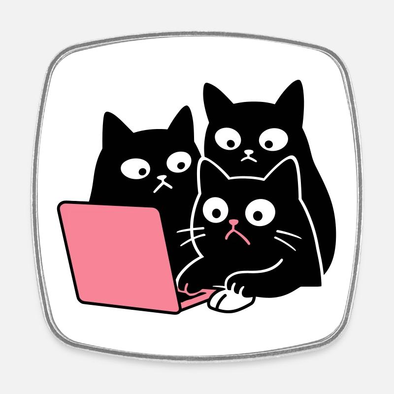 Cute Catcontent - Viereckiger Kühlschrankmagnet - Weiß