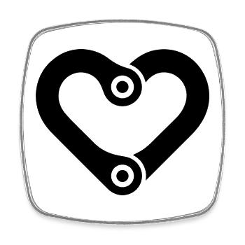 Vélo Coeur Maillon de Chaîne - Magnet carré - blanc - Devant