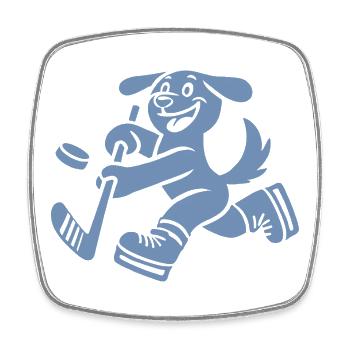 Dachshund Hockey Silhouette Minimalist - Square fridge magnet - white - Front
