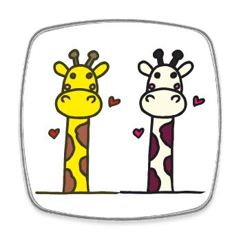 Auffälliges Giraffen-Design mit Herzakzenten - Viereckiger Kühlschrankmagnet - Weiß - Vorne