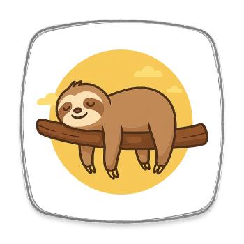 Sloth on tree - Square fridge magnet - white - Front