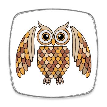 Whimsical Owl with Detailed Feather Pattern - Square fridge magnet - white - Front