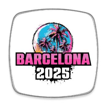 Palmiers de Barcelone 2025 - Magnet carré - blanc - Devant