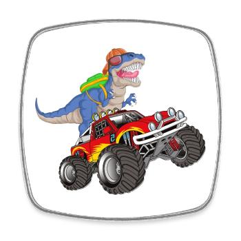 Dinosaur Monster Truck Adventure rentrée scolaire - Magnet carré - blanc - Devant