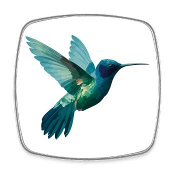 Aquarellierter Kolibri im Flug - Viereckiger Kühlschrankmagnet - Weiß - Vorne