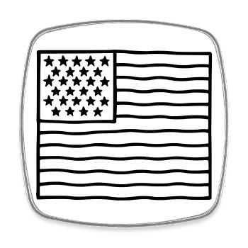 USA Flagge - Viereckiger Kühlschrankmagnet - Weiß - Vorne