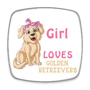 Golden Retriever Girl Love - Magnet carré - blanc - Devant
