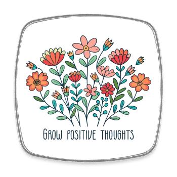 Wachsen Sie positive Gedanken Blumen glückliches T-Shirt - Viereckiger Kühlschrankmagnet - Weiß - Vorne