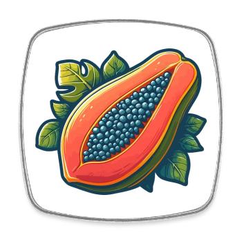 Helle tropische Papaya - Viereckiger Kühlschrankmagnet - Weiß - Vorne
