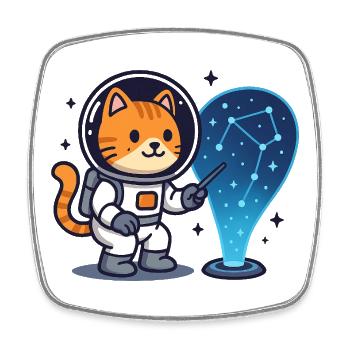 Space Cat Constellation – Kawaii - Viereckiger Kühlschrankmagnet - Weiß - Vorne