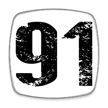 91 Number Jersey - Square fridge magnet - white - Front